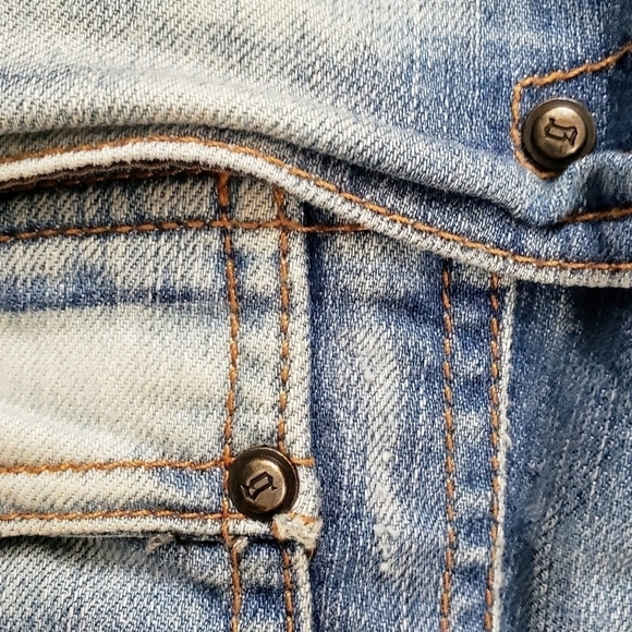 John Galliano Slim Skinny Jeans Studded Distressed Light Wash Italy Size 30 - Picture 6 of 11